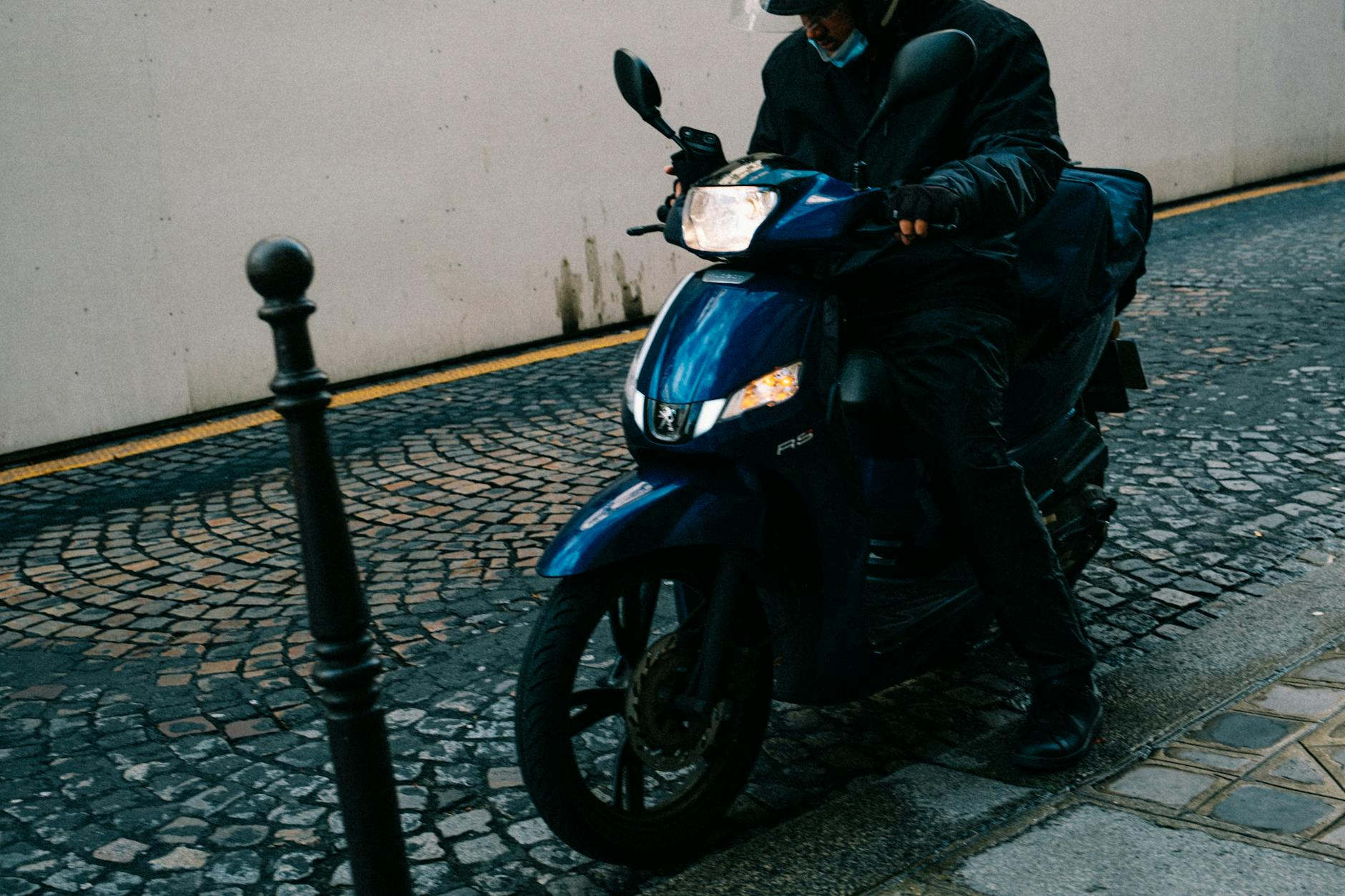 riding electric motorcycle
