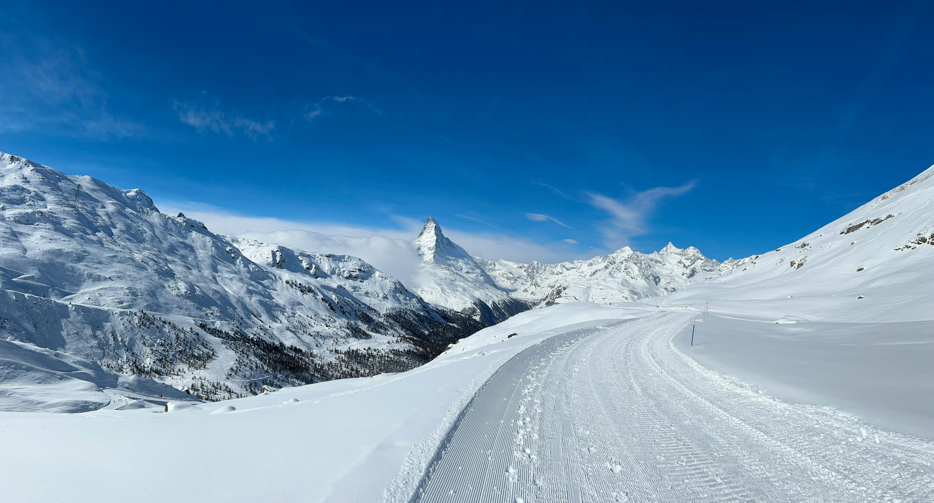 Swiss winter road snow