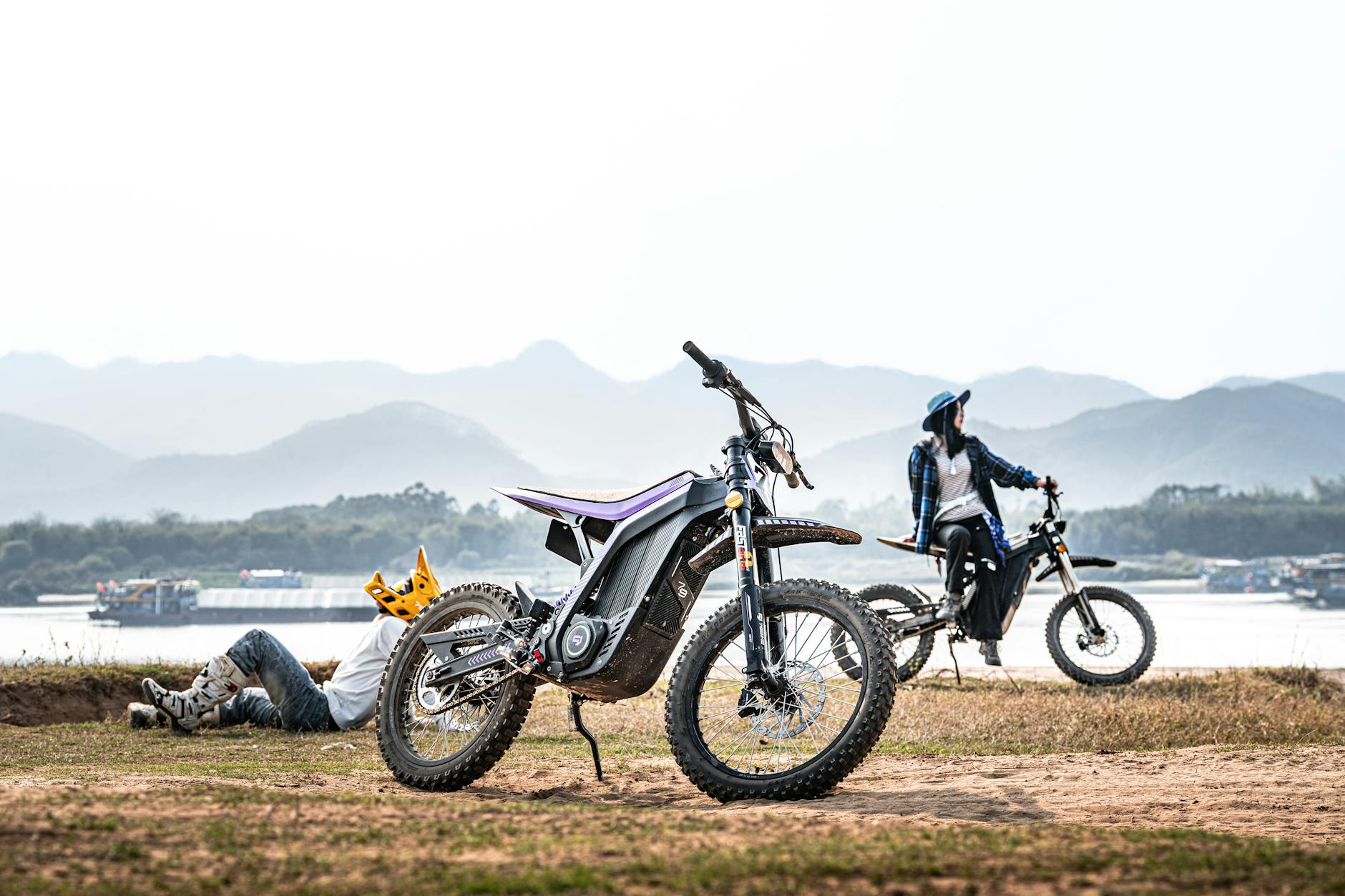 riding electric motorcycle
